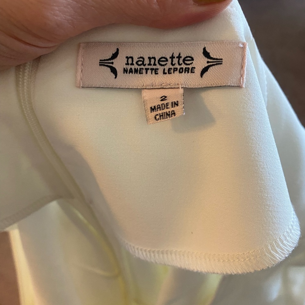 Nanette Lepore Cream Fit Flare Dress Stretch A Line Puff Sleeve 2 NEW $128 - Picture 3 of 15
